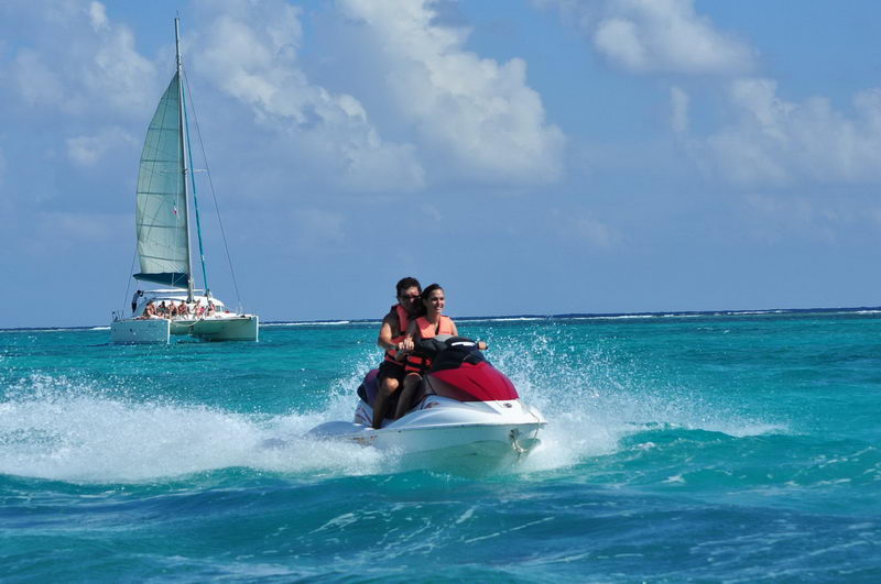 wave runner over the turquoise Caribbean water at Maroma Beach, Riviera Maya
