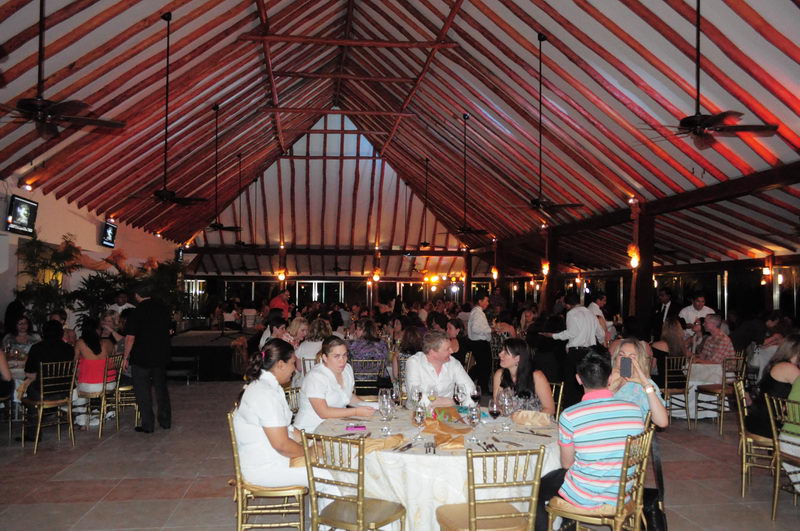 Elegant event setup with linens and centerpieces at the Maroma beachfront venue, Riviera Maya