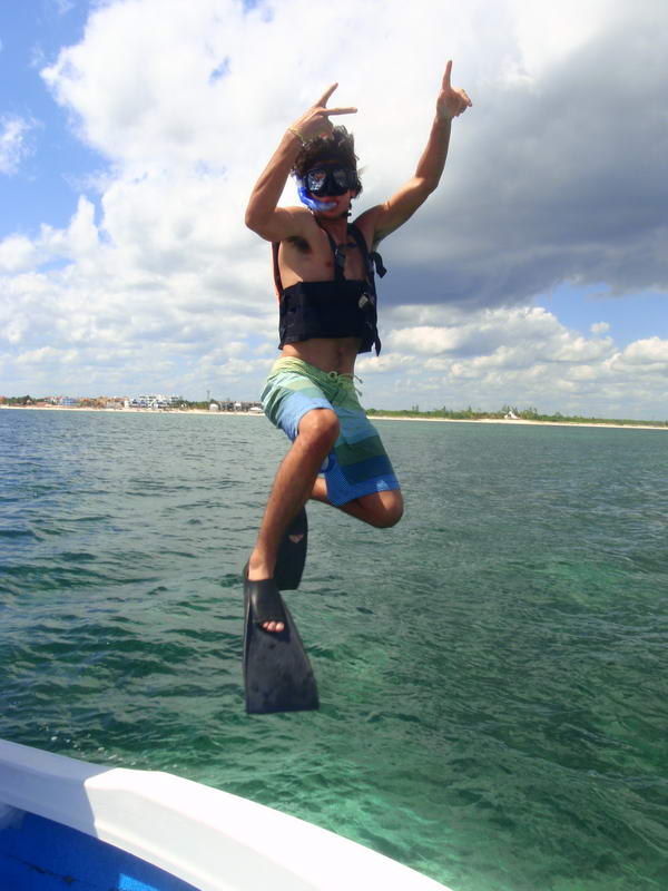 Snorkeler floating above the 